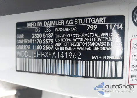 2015 Mercedes-Benz Cls 400 4Matic z USA, uszkodzony, nr VIN WDDLJ6HBXFA141962